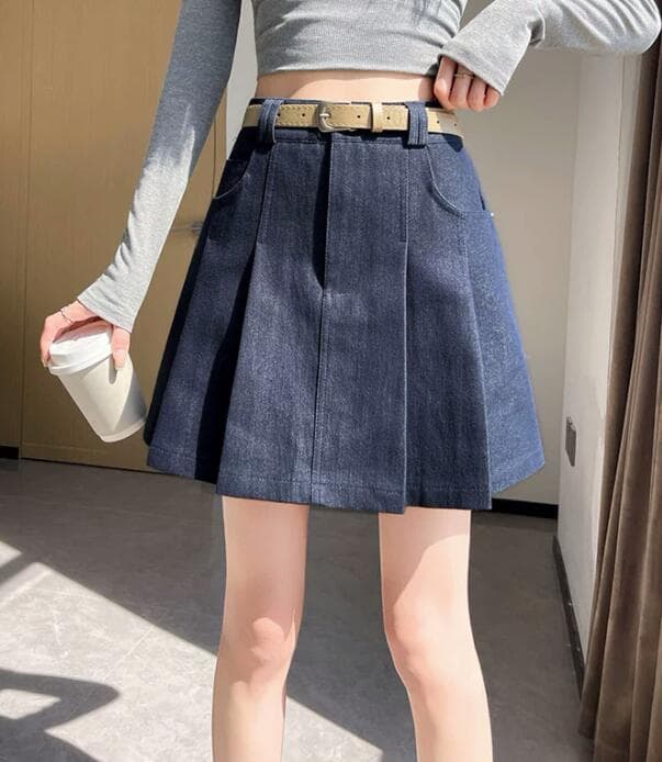 プリーツスカート ハイウエストプリーツミニスカート白色