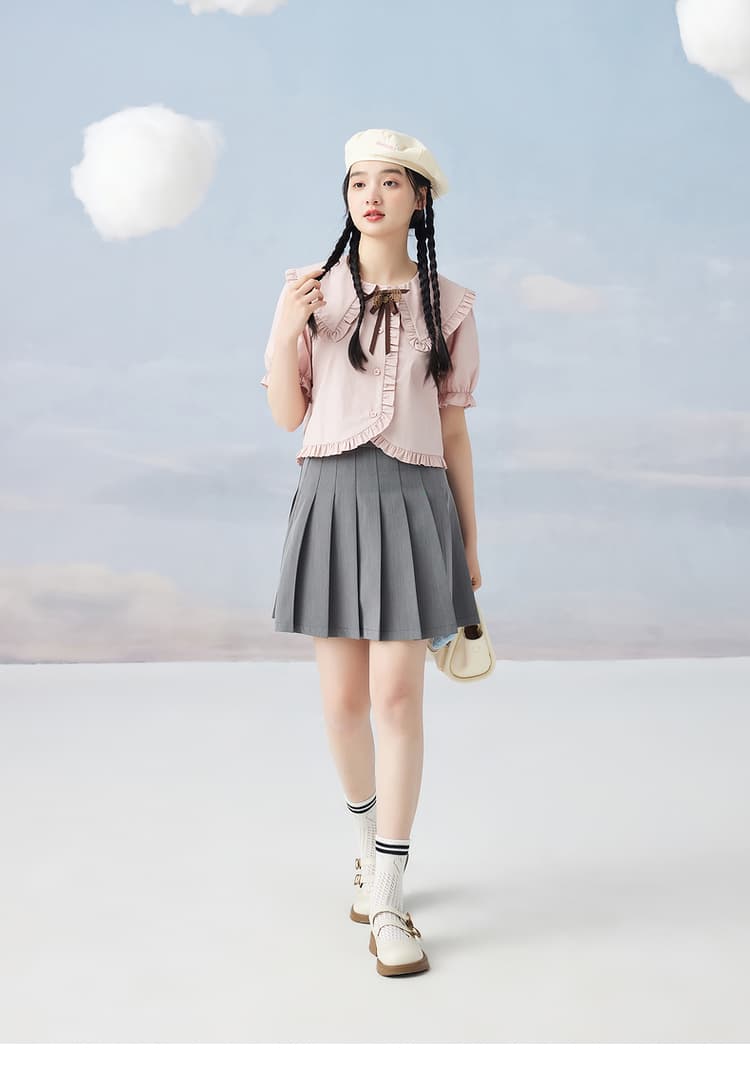 プリーツスカート 細やかプリーツ制服風ミニスカート