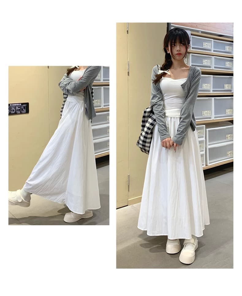 プリーツスカート 優美なひだ飾りマキシスカート