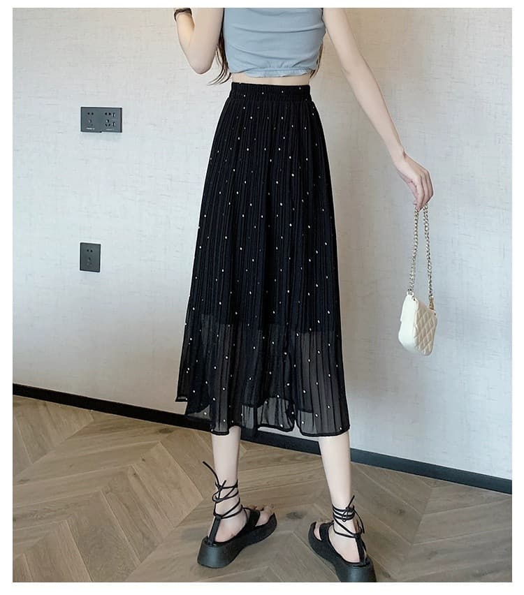 プリーツスカート 水玉模様のふんわりプリーツスカート
