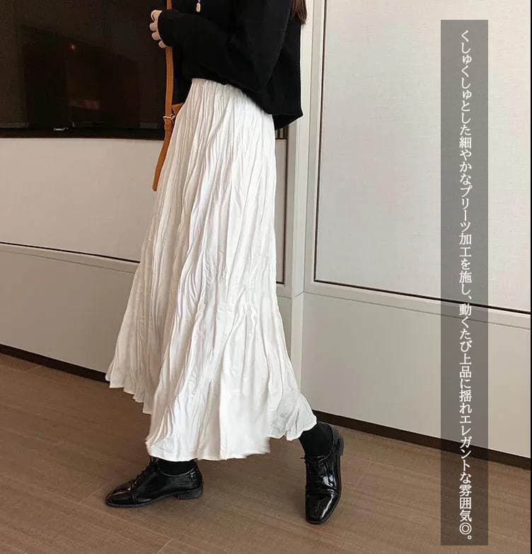 プリーツスカート 二〇二三年新作レディースシンプルプリーツロング丈スカート