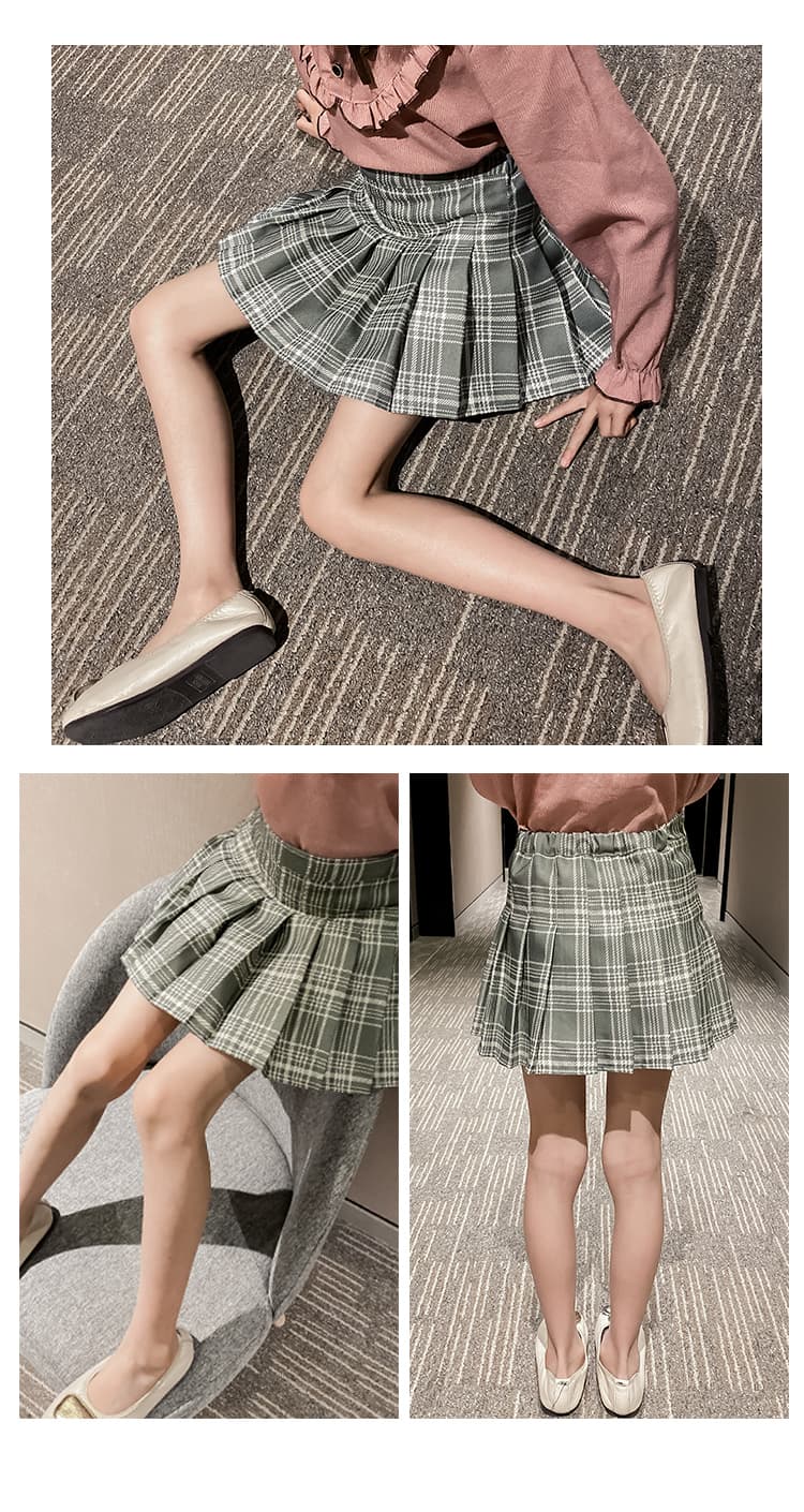 プリーツスカート 格子柄ふんわりプリーツミニスカート