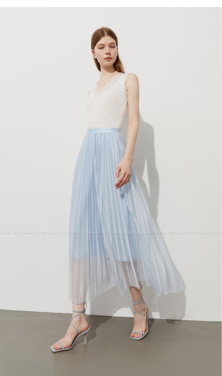 プリーツスカート 優雅な揺れ感 ふんわりプリーツロング