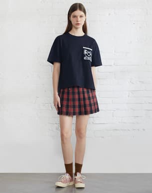 プリーツスカート チャーム付き制服風プリーツミニ