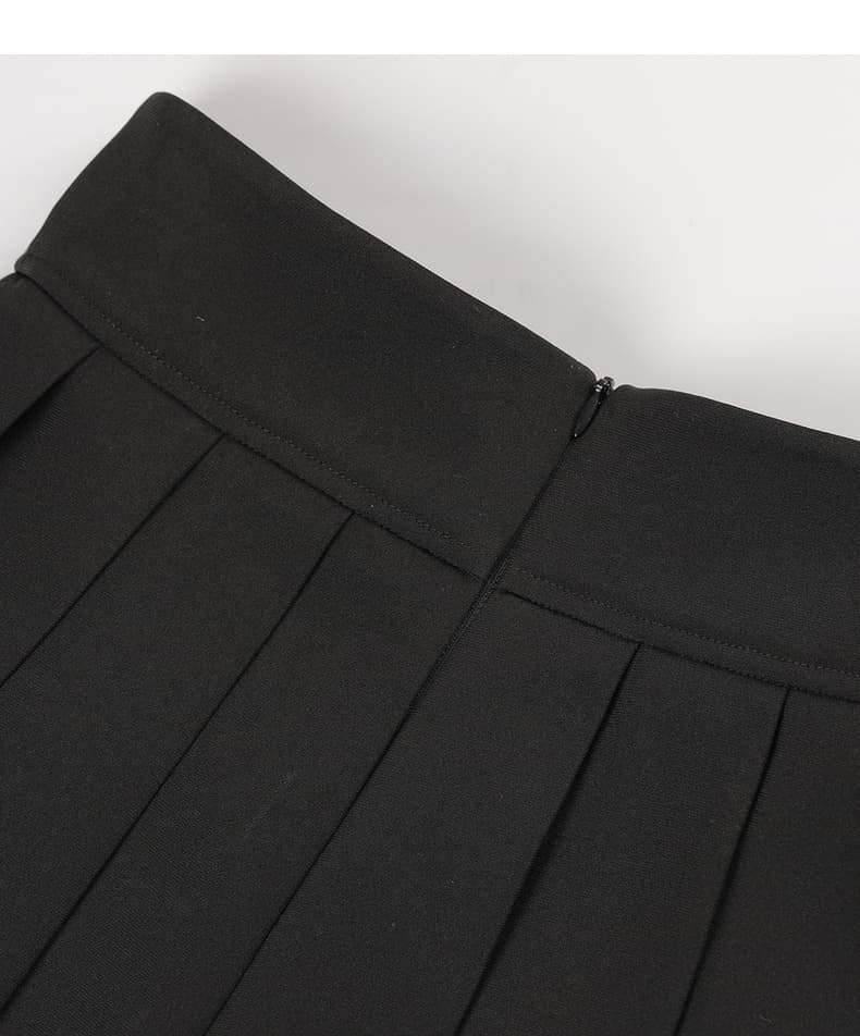 プリーツスカート 装飾ボタン付きハイウエストプリーツミニスカート