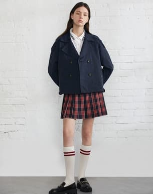 プリーツスカート チャーム付き制服風プリーツミニ