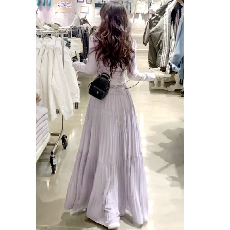 プリーツスカート 優美なシルエットプリーツロングスカート