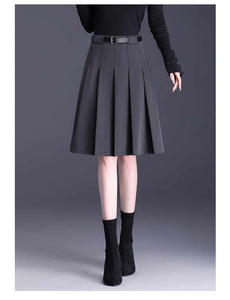 プリーツスカート クラシック ベルト付き プリーツスカート