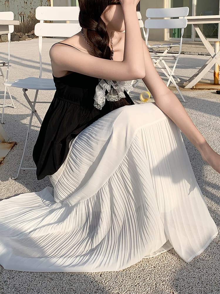 プリーツスカート 優美な揺れ感 ロングプリーツスカート