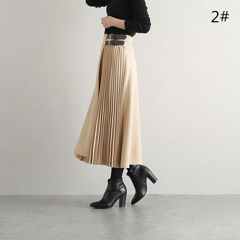 プリーツスカート ロング丈 ハイウエスト レディース 上品
