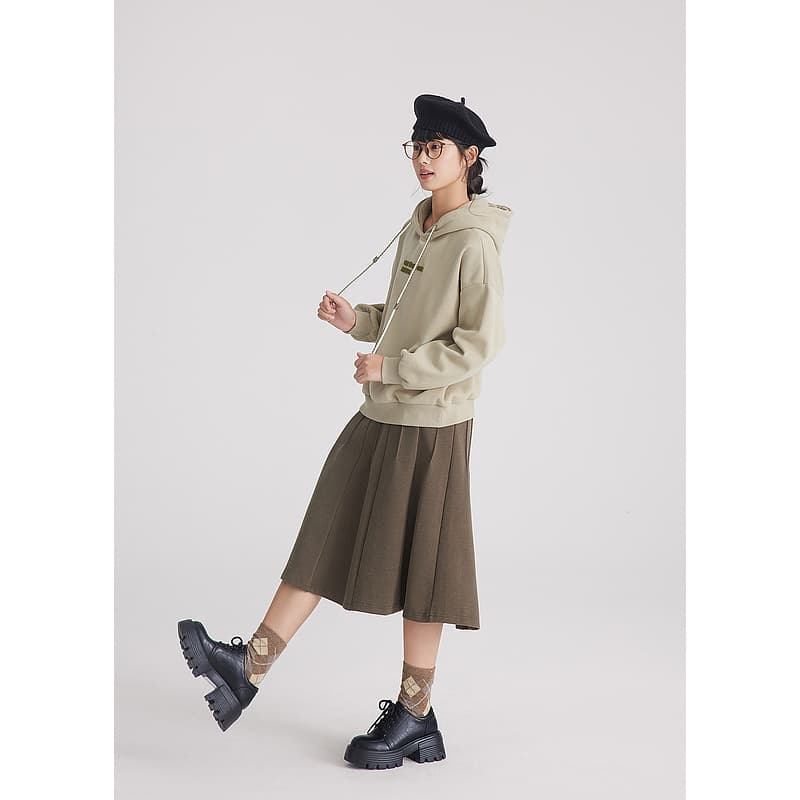 プリーツスカート 上品シルエット プリーツ膝丈スカート