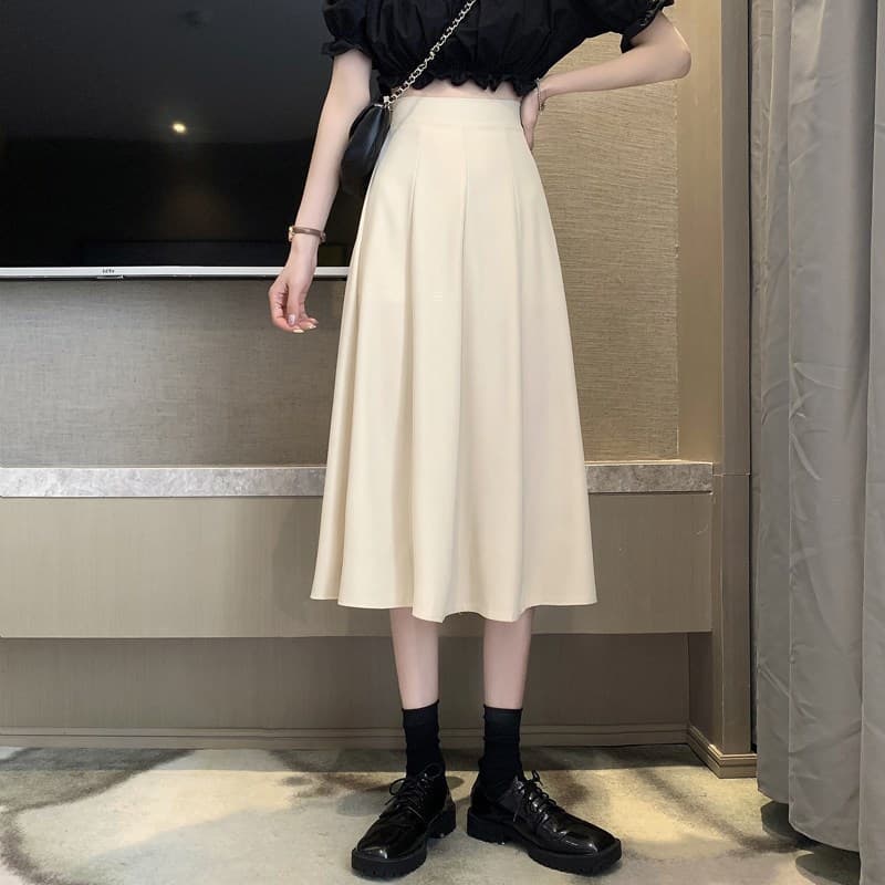プリーツスカート 優雅なミディ丈プリーツスカート