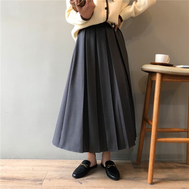 ハイウエストロングプリーツスカート