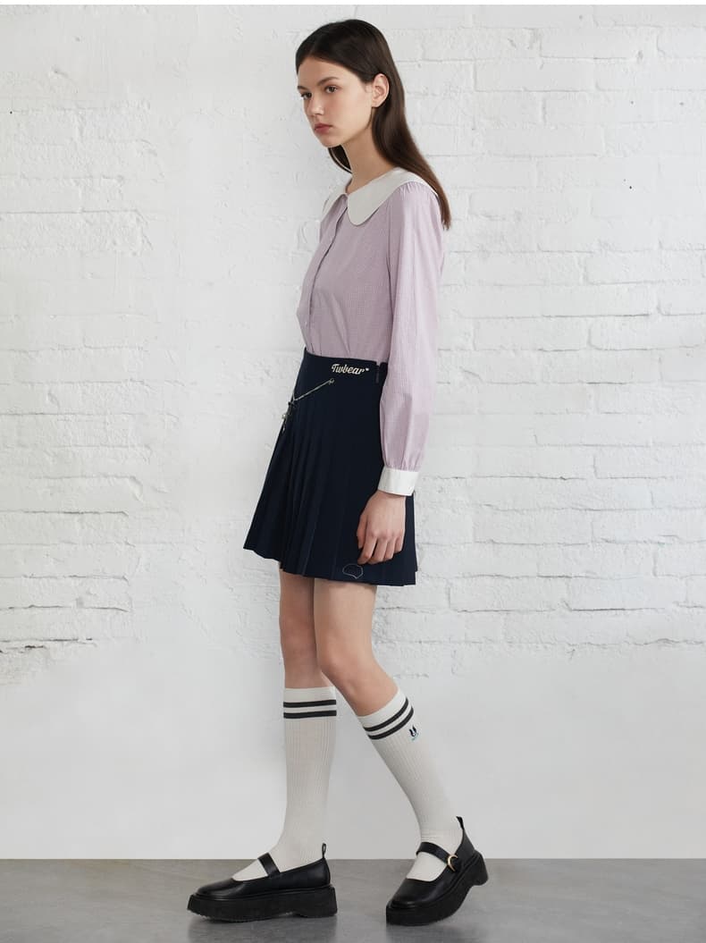 プリーツスカート チャーム付き制服風プリーツミニ