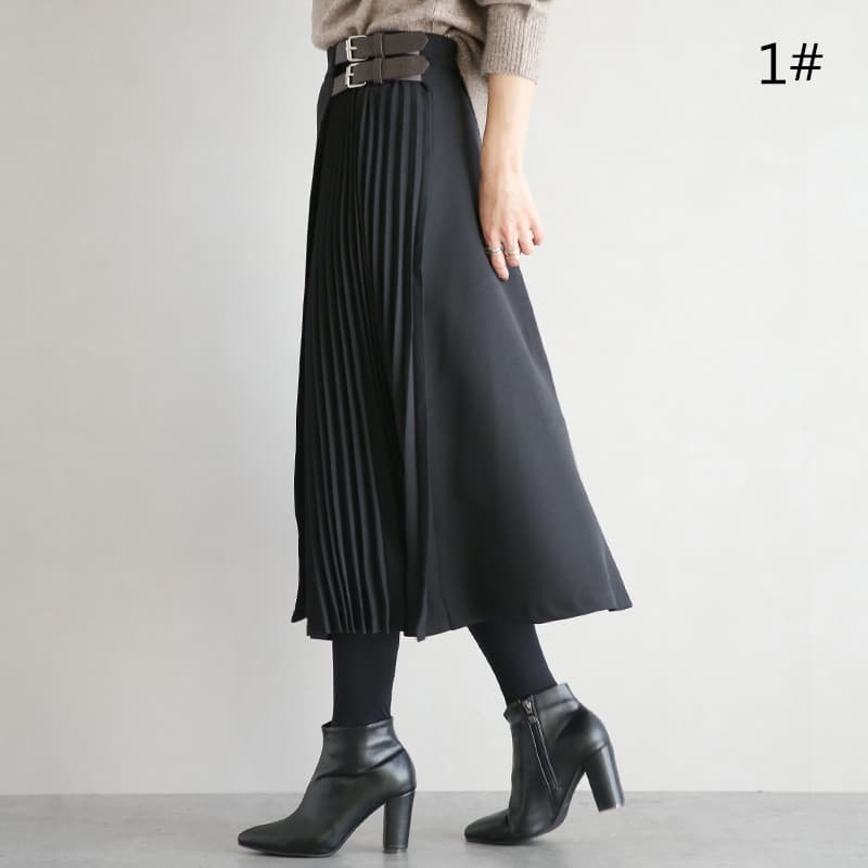 プリーツスカート ロング丈 ハイウエスト レディース 上品