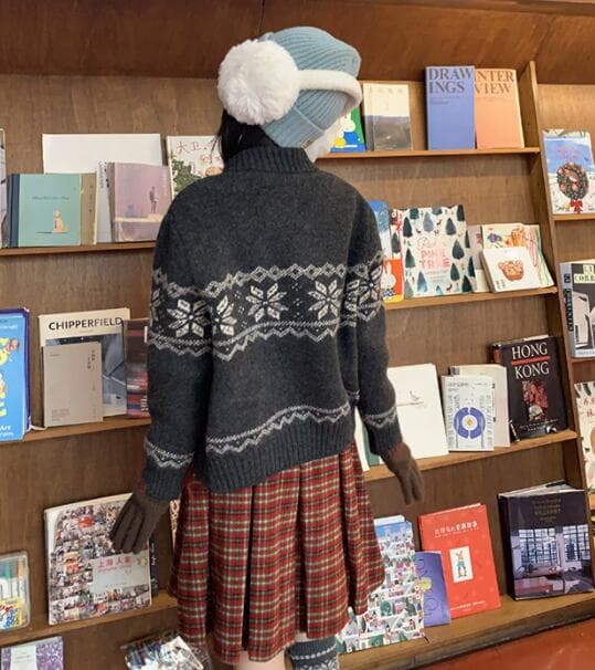 チェック柄プリーツスカート ハイウエスト膝丈