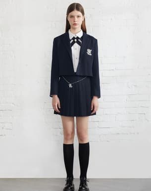 プリーツスカート チャーム付き制服風プリーツミニ