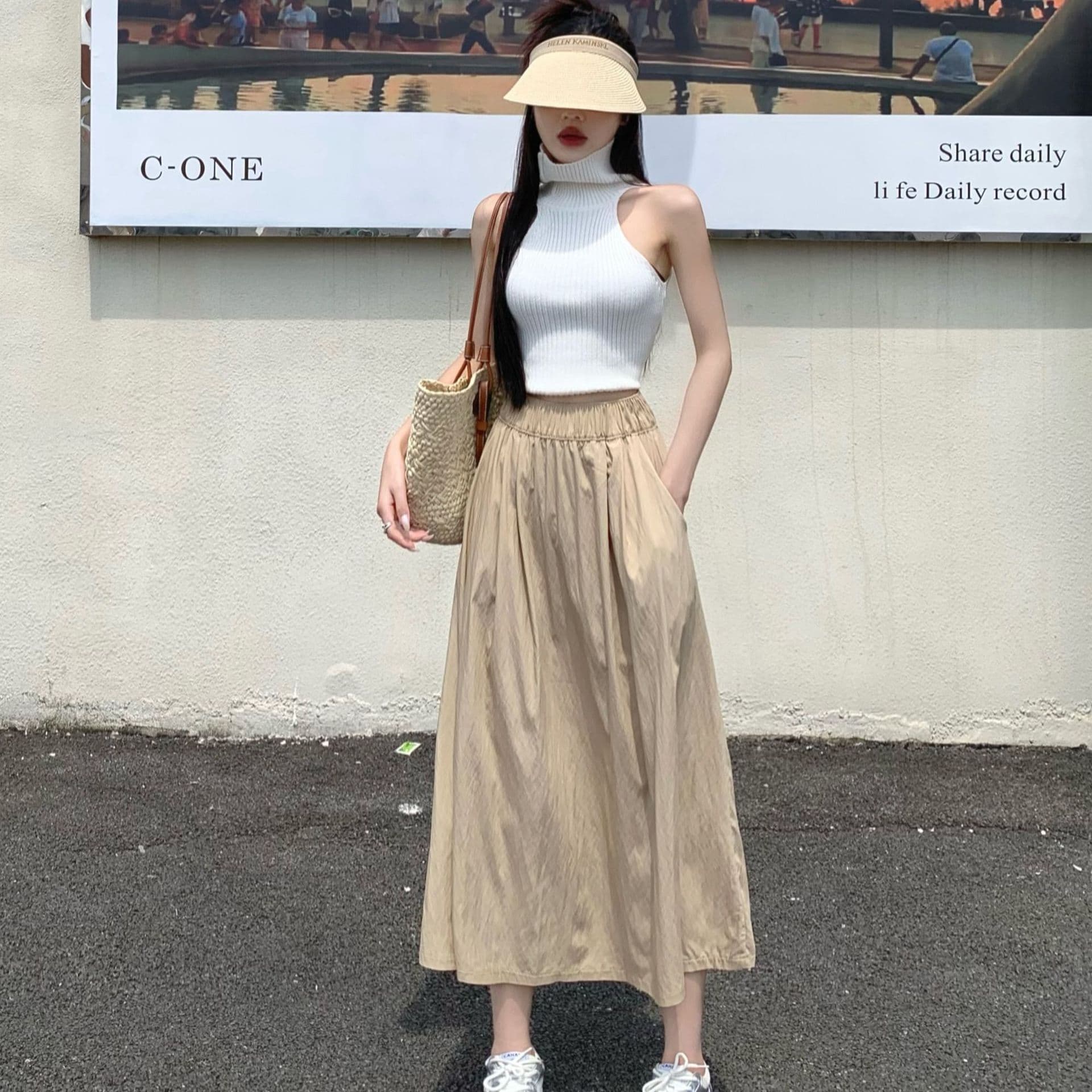 プリーツスカート ふんわり揺れるプリーツロングスカート