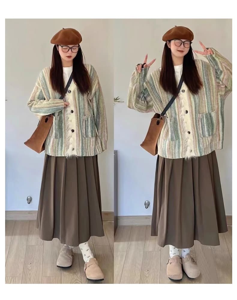 プリーツスカート 上品なシルエットプリーツロングスカート