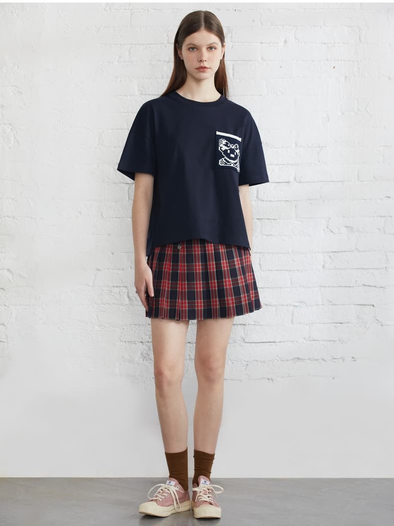 プリーツスカート チャーム付き制服風プリーツミニ