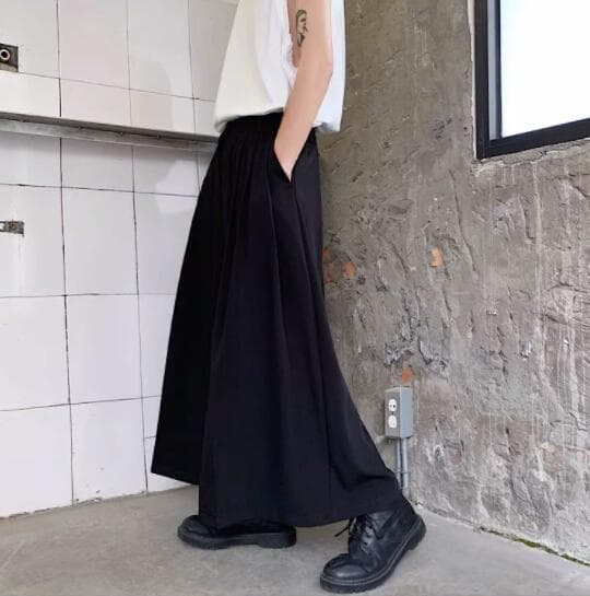 暗黒系ロング丈プリーツスカート黒