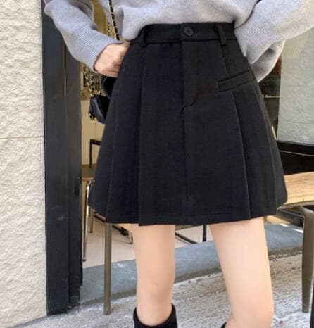 ハイウエストプリーツスカート膝上丈