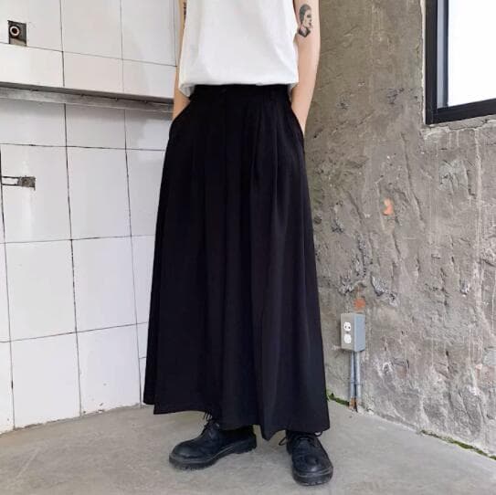 暗黒系ロング丈プリーツスカート黒
