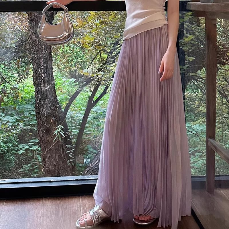 プリーツスカート 優美な揺れ感 マキシプリーツスカート