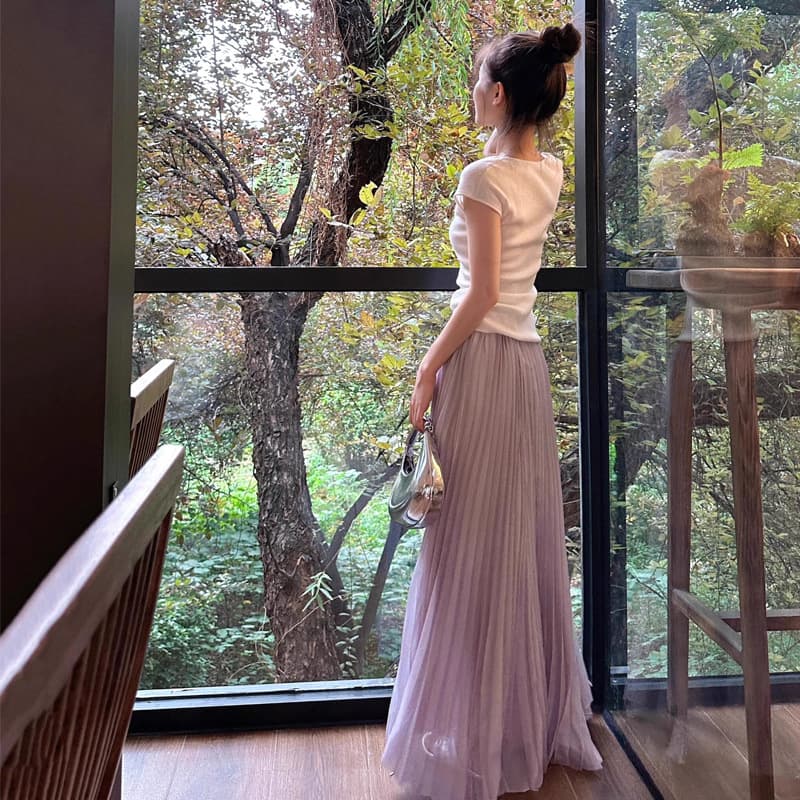 プリーツスカート 優美な揺れ感 マキシプリーツスカート