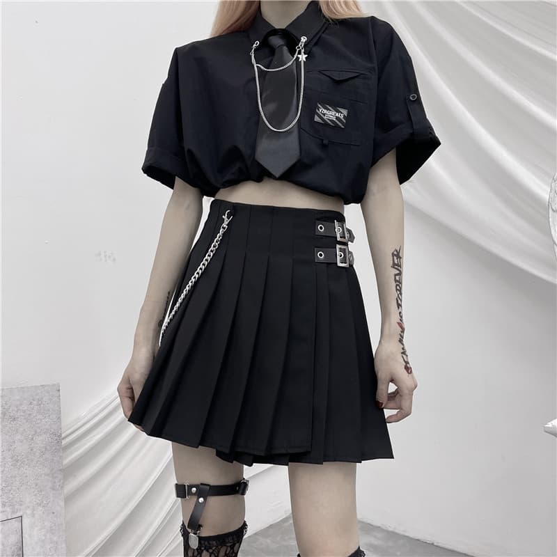 ハイウエストプリーツスカート ベルト付き