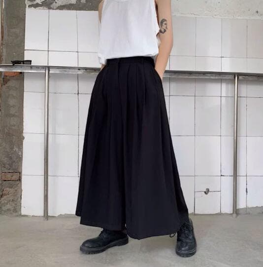 暗黒系ロング丈プリーツスカート黒