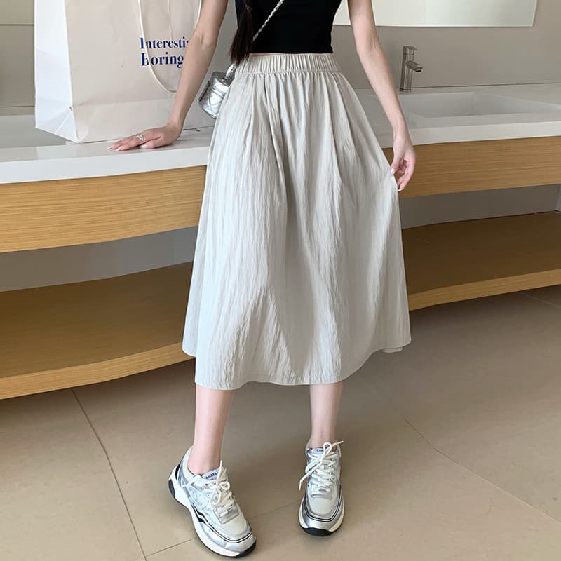 プリーツスカート なめらか素材プリーツロングスカート