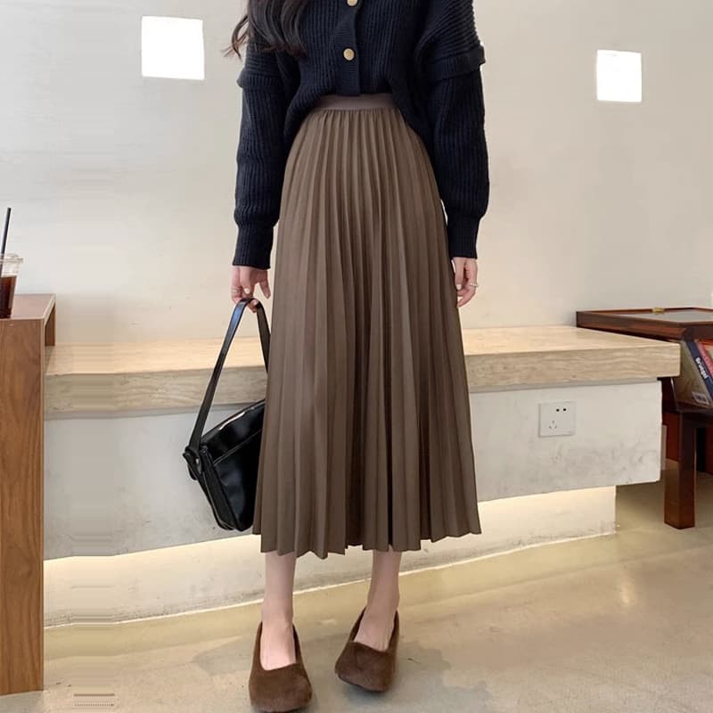 プリーツスカート 上品な美シルエットプリーツロングスカート